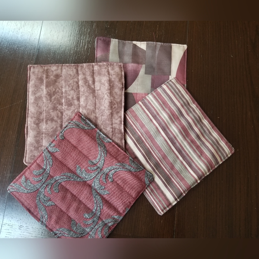 4 Plate & Pot Holders, Handmade, Burgundy, NWT